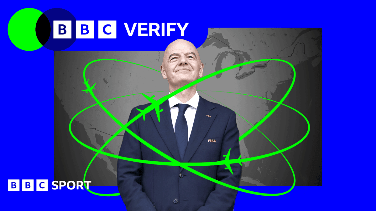 FIFA President Gianni Infantino at World Cup event with stadium background